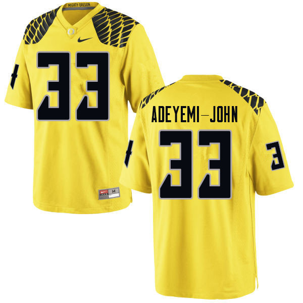 Men #33 Jordan Adeyemi-John Oregn Ducks College Football Jerseys Sale-Yellow